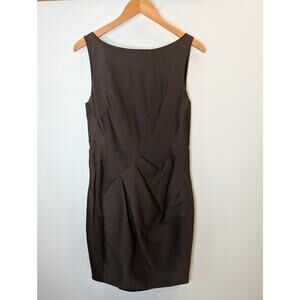 J MENDEL Chocolate Brown Silk Wool Sleeveless Dress Women's Size 10 NWT Designer